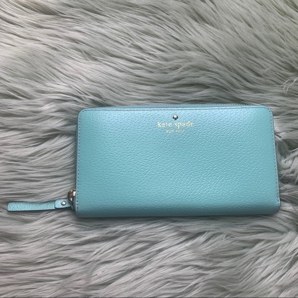 kate spade Handbags - Kate Spade Teal Leather Long Skinny Wallet